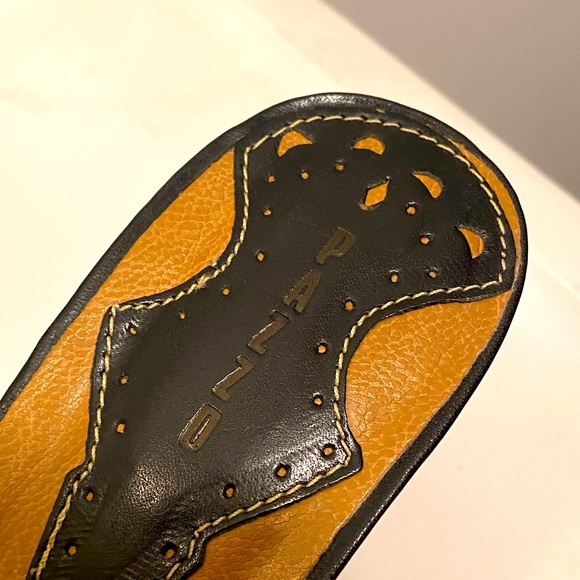 Pazzo Sexy Blue with beige stitching Leather Wood Slides 9 1/2 M - Picture 7 of 8